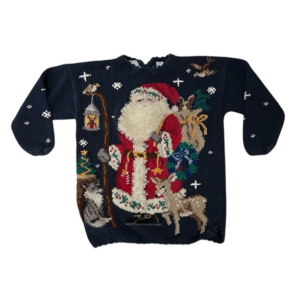 Extremely Detailed 3D Hand Knit Santa Claus Christmas Sweater - Picture 3 of 7